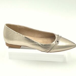 Bella Vita Size 6WW 6 Exra Wide Champagne Gold Metallic Leather Flats NEW Rhea